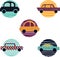 Collection of five cars. Modern automobile in the flat design
