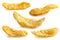 Collection of five various shapes of cornflakes isolated on whit