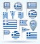 Collection Flag of Greece, vector illustration.