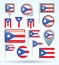 Collection Flag of Puerto rico, vector illustration.