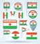 Collection Flag of Republic of niger, vector illustration