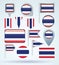 Collection Flag set of Thailand, vector illustration