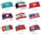 A collection of the flags covering the corresponding shapes from some asian states