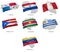 A collection of the flags covering the corresponding shapes from some south american states