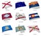 A collection of the flags covering the corresponding shapes from some United States