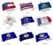 A collection of the flags covering the corresponding shapes from some United States