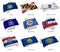 A collection of the flags covering the corresponding shapes from some United States