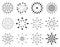 Collection of flat fireworks. Festive sparkles, carnival salutes. Outline firework explosion vector elements. Sketch