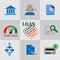 Collection of flat icons for bank loan