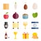 Collection of flat icons of Jewish holiday Passover