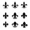 Collection of fleur de lis symbols - black silhouettes