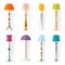 A collection of floor lamps in flat style. Vector.