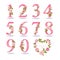 Collection of floral decorated numbers