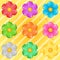 Collection flowers puzzle cute cartoon glossy in different colors.
