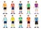 Collection of footballer or soccer player in different jersey/outfit. Concept of sport fashion and design