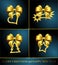 Collection of four christmas golden decorations