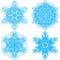 Collection of four elegance snowflakes