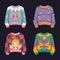 Collection of four ugly Christmas sweaters