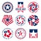 Collection of Fourth of July vintage labels commemorating United States Independence Day.