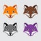 Collection of fox cartoon face design icon. Pack of happy fox cartoon face vector illustration