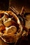 Collection of fresh autumn fungi in a basket