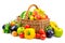 Collection fruit and vegetable in basket