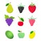 Collection of fruits and cherries. White background. Vector illustration. EPS 10