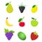 Collection of fruits and cherries. White background. Vector illustration. EPS 10