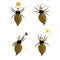 Collection of funny cartoon bees on a white background, illustration for children`s literature, print, sites