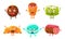 Collection of Funny Desserts Characters, Cookie, Ice Cream, Croissant, Candy, Biscuit Roll, Macaroon Vector Illustration
