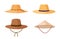 Collection of gardener, farmer or agricultural worker straw hats