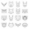 Collection of geometrical animal heads. Vector illustration decorative design