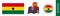 Collection of Ghana national flags isolated in official colors and map icons of Ghana with country flags