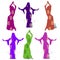 Collection of girls dancing, oriental dance, in multi-colored dr