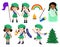 Collection of girls scouts camping outfit, summer camp activities