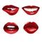 Collection of glossy woman red lips