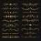 Collection of golden flourish text dividers. Doodle gold botanical borders for typography design, invitations, greeting cards.