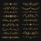 Collection of golden hand drawn flourish text dividers.