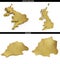 A collection of golden shapes from the European states United Kingdom & Vatican