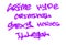 Collection of graffiti street art tags with words and symbols in violet color on white