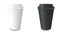 Collection, group, set, take-out coffee with cup holder. Isolated on a white background.