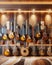 Collection Guitars Music Room Instruments AI Generated Electric Acoustic Playing Soundproof Display wall