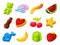 Collection gummy candy vector flat illustration vitamin dessert chewy gelatin snack for kids