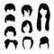 Collection Hairstyle for Man and Woman Black Hair Drawing Set 2.