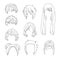 Collection Hairstyle for Man and Woman Hair Drawing Set 2.