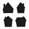 Collection of hand drawn black houses. Set of silhouettes. Isolated on white background. Vector illustration