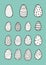 Collection of hand drawn doodle style Easter eggs,