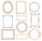 Collection of hand drawn rectangular and round frames with lots of small details. Perfect for your greeting cards, scrapbook or in