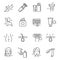 Collection of hand drawn shaving icon monochrome outline epilation depilation equipment care