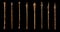 Collection of handcrafted wooden magic wands isolated on a black background. Generative AI illustrations